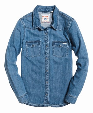 Superdry Western Denim Női Ing Kék | PUBKW0753